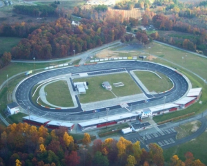 Aerial view/diagram of Orange County Speedway — 3/8-mile oval layout.